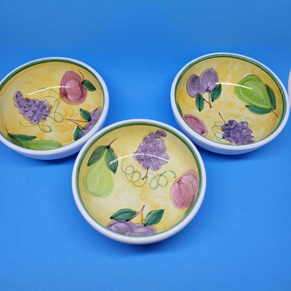 Caleca Frutta Hand Painted All Purpose Bowls 7" Italy Bundle of 3 Discontinued